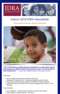 March 2018 IDRA Newsletter. Focus: Duty to Educate