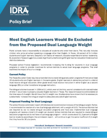 Most English Learners Would Be Excluded from the Proposed Dual Language Weight  – Policy Brief
