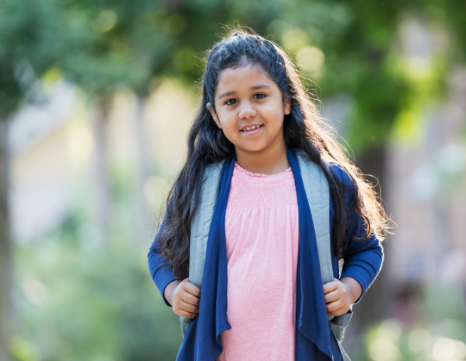 Girl with backpack