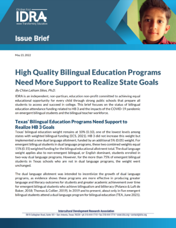 High Quality Bilingual Education Programs Need More Support to Realize State Goals