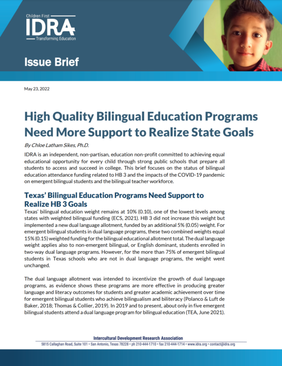 High quality bilingual ed issue brief cover