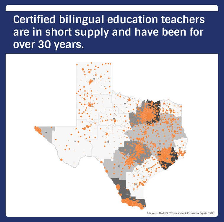 Texas heat map screenshot bilingual teacher shortage