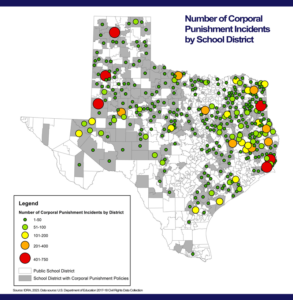 Texas school districts with corporal punishments incidents