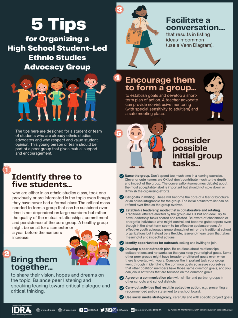 Infographic 5 Tips for organizing student-led ethnic studies group