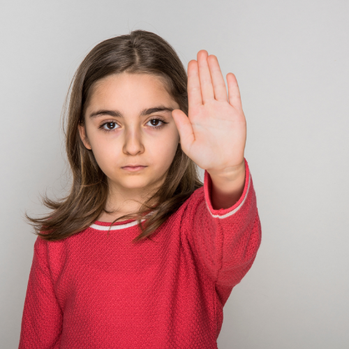 Girl with stop hand