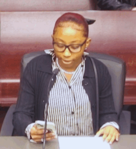 Civic Changemakers female testifying